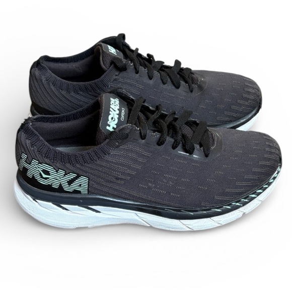 Hoka Shoes - Hoka One One Clifton 5 Running Shoes Women 9.5 Gray Green Knit Athletic READ